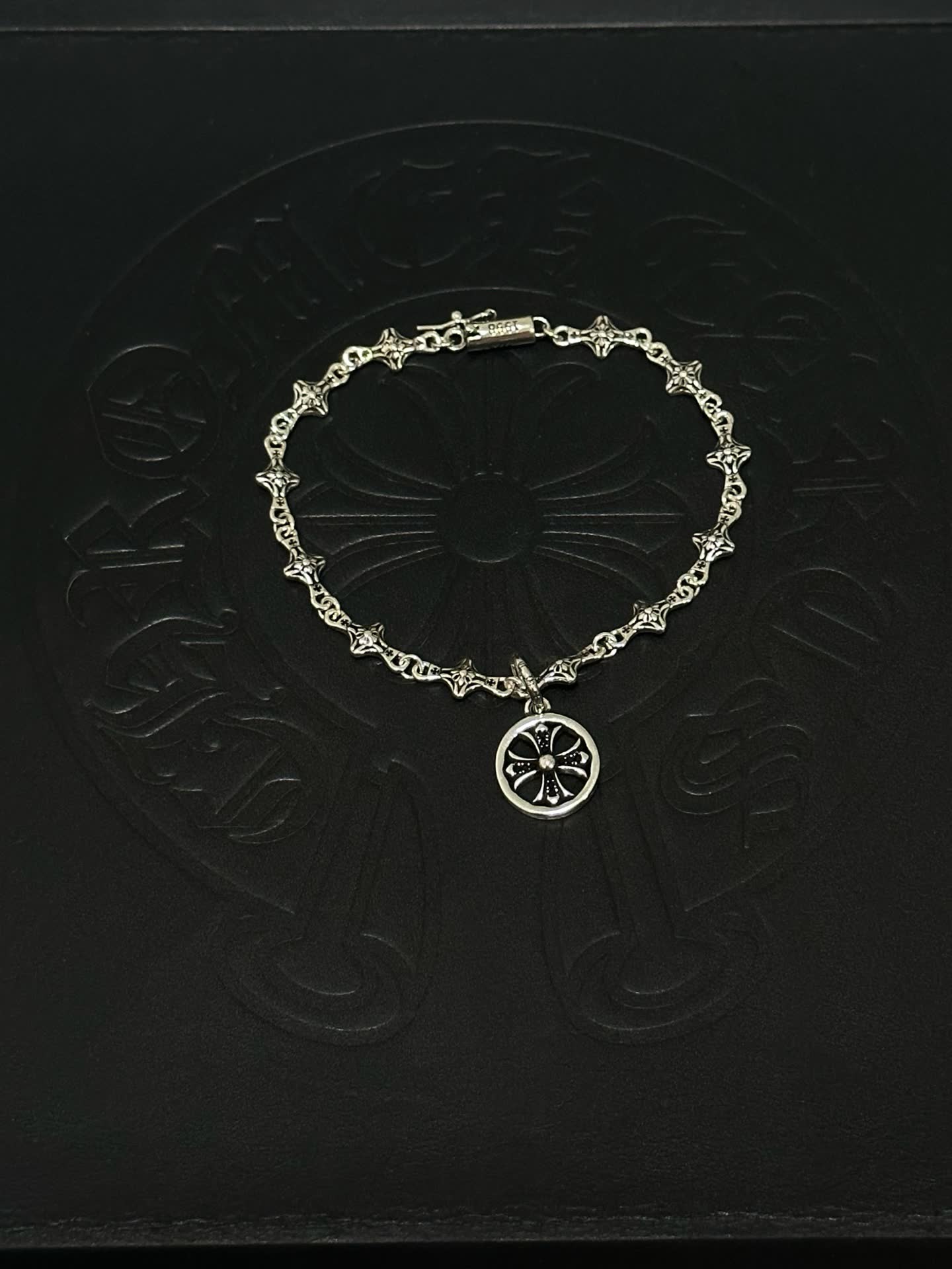 Chrome Hearts Silver Bracelet with Cross Charm